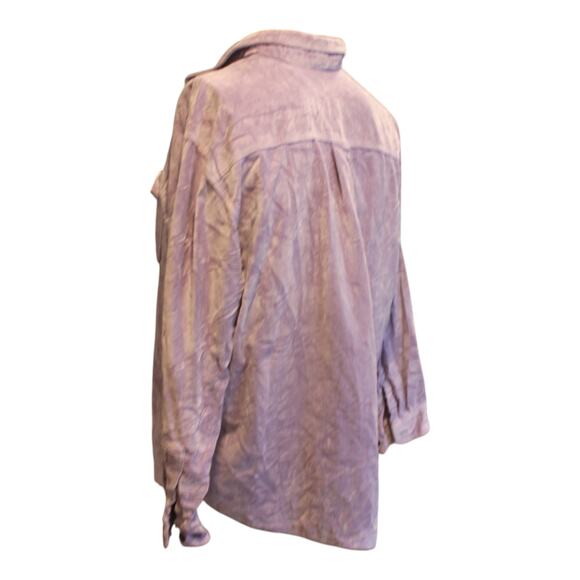 Vintage 90s Bill Blass Purple Crushed Velvet Oversize Button Down Shirt Size 1X - Picture 14 of 15